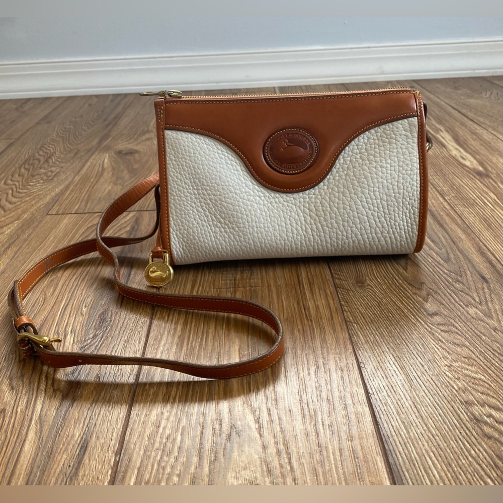 Vintage Dooney & Bourke Crossbody Handbag White/Tan All Weather Leather